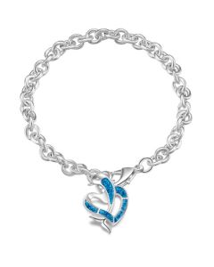 Silver Bracelet Women's Classic Opal Pendant Bracelet