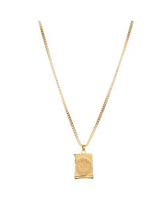 Big Gold Medal Moon And Star Pendant Necklace