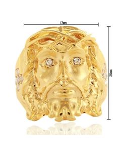 SONYA 24K Gold Hip Hop Bling Bling Crystal Cross Jesus Piece Rings High Quality Fashion Charm Punk accessorie Jewelry