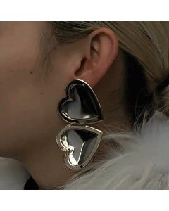 Large And Small Love Earrings Female Heart-shaped Cold