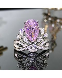 Sterling Silver Ins Vintage Royal Princess Water Drop Ring