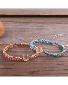 Faceted Crystal Beaded Bracelet Hand Braided Double Layer
