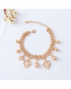 Double Peach Heart Rhinestone Bracelet