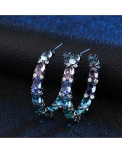 Shining Color Matching Circle Sexy Elegant Zircon Earrings