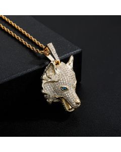 European And American Punk Hip Hop Wolf Head Necklace Pendant Men's Fashion Brand Accessories