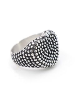 Hot Selling In Europe And America Personality Men Domineering Locomotive Jewelry Retro Boiled Black Heart-Shaped Pitting Ring In Stock
