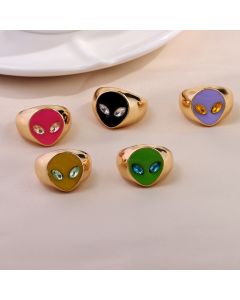 Fashion Contrast Color Special-shaped Oil Drip Alloy Ring