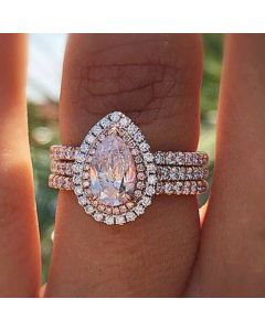 Full Diamond Heart-shaped Ruby Gold-plated Zircon Ladies Ring