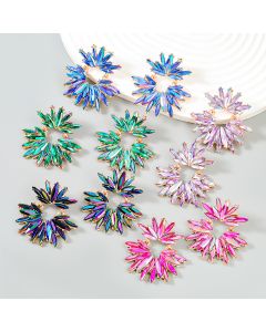 Exaggerated Flower Full Diamond Earrings Women