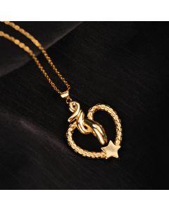 Heart Shaped Zodiac Animal Pendant Gold Plated Clavicle Chain Snake Necklace