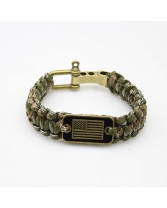 Zinc Alloy Adjustable Buckle National Flag Braided Bracelet