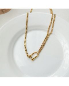 Net Red Retro Copper Plated 18K Gold Cold Wind Necklace Simple Personality Sweater Chain