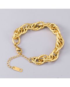Ladies Golden Double Layer Twist Bracelet