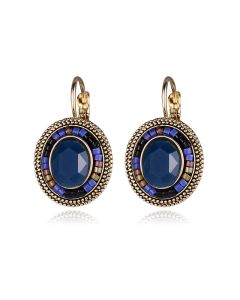 Vintage Round Gemstone Color Matching Earrings