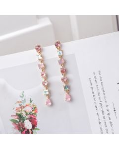 Multicolor Crystal Earrings Long Tassel