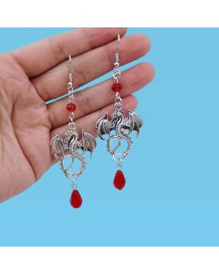 Gothic Dragon Red Fashion Earrings