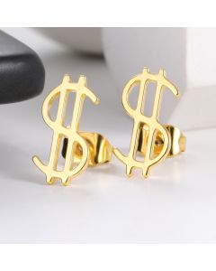 European And American New Simple Stainless Steel Earrings For Men And Women With Dollar Signs