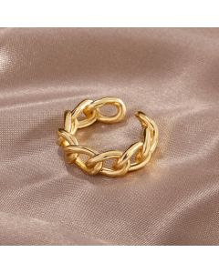 Fully Inlaid Zircon Electroplated Real Gold Trend Neutral Ring