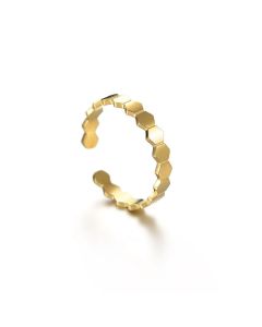 Letdiffery Elegant Stainless Steel Women Rings Gold Heart Star Geometric Shape Adjustable Ring Vintage Jewelry Birthday Gift
