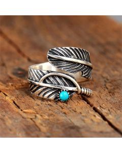 Punk Style Feather Gem Agate Ring