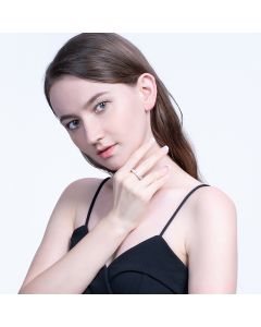 White Gold Single Row White Crystal Ring Simple 4A Zircon Jewelry