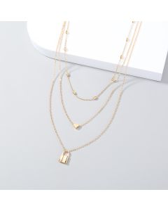 Multi Layered Simple Love Lock Pendant Necklace