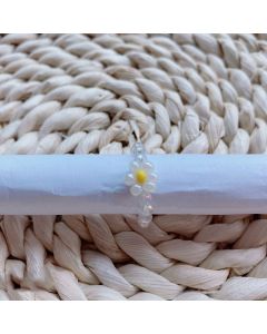 Beaded Flower Ring Female Index Finger Ring Handmade Natural Beaded Ring