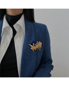 Retro Asian Gold Corsage Brooch For Women