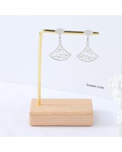 European And American Simple Fan-Shaped Hollow Stainless Steel Earrings