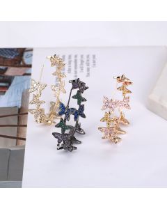 Butterfly Big Hoop Earring Full Cubic Zircon Circle Earrings For Women Girls Rhinestone Round Earring Jewelry Good Gift