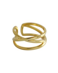 Korean Version Of S925 Sterling Silver Ring Simple Cross Double Open Line Ring
