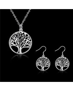 Round Hollow Relief Life Tree Pendant s625 Silver