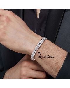 DIY Engraved Hip Hop Parent Child Cuban Chain Bracelet
