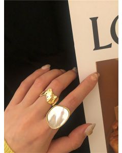 Gold-plated shell net red retro ring women