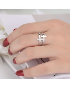 Titanium Steel Cross Ring Women's