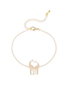 Gold Silver Plated Loving Heart Giraffes Bracelets