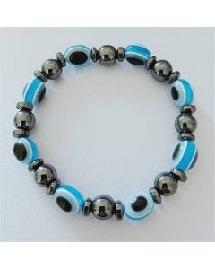 Colorful Flat Beads Black Stone Magnet Elastic Bracelet