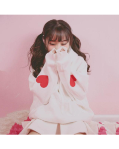 Japanese Sweet Plus Velvet Thick Hooded Winter Sweater Jacket Cute Heart Girl Student Soft Sister