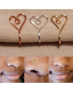 Love Fake Nose Ring Without Perforation Copper Gilding