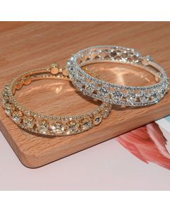 Rhinestone Full Diamond Winding Open Three-ring Bracelet For Women