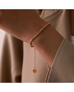 Simple Hemp Flowers Chain Peach Heart Bracelet For Women