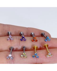 Titanium Bougainvillea Spectabilis Pack Inlaid Zircon Ear Bone Stud Human Body Piercing