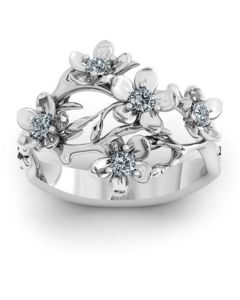 European And American Alloy Flower Ring Branch Ring