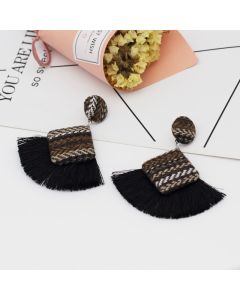 Women's Vintage Ethnic Style Diamond-shaped Personality Tassel Earrings