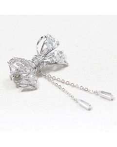 Inlaid Bowknot Tassel Temperament Simple Women's Corsage Brooch