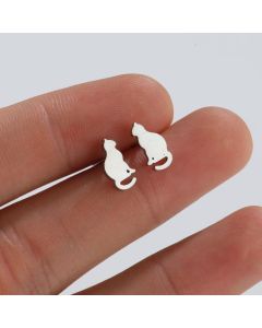 Women's Stainless Steel 18K Gold Plating Kitten Ear Studs