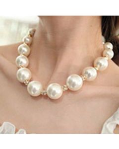 Women's Round Imitation Pearl Handmade Diamond Ball Necklace