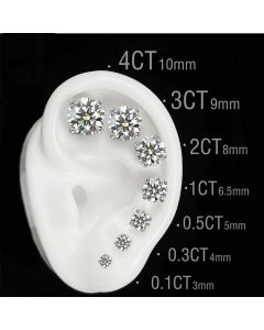 925 Silver Moissanite Stud Earrings Classic Four-claw D Color Single Stone Earrings