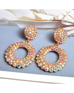 European And American Fashion Big Round Temperament Diamond Earrings Jewelry