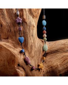 Colorful Heart-shaped Volcanic Rock Bracelet